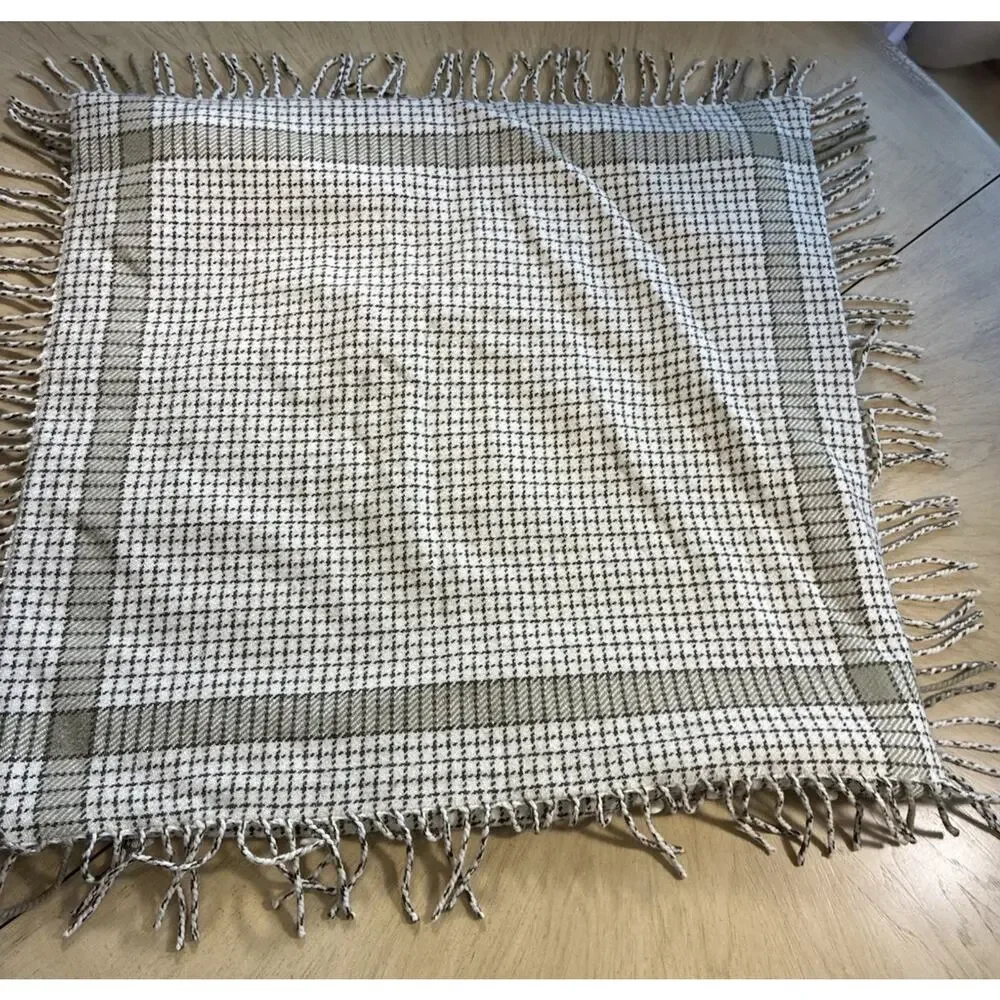 VTG Ralph Lauren Yorkshire Rose Wool Euro Sham Pillow Cover Fringed Plaid 25
